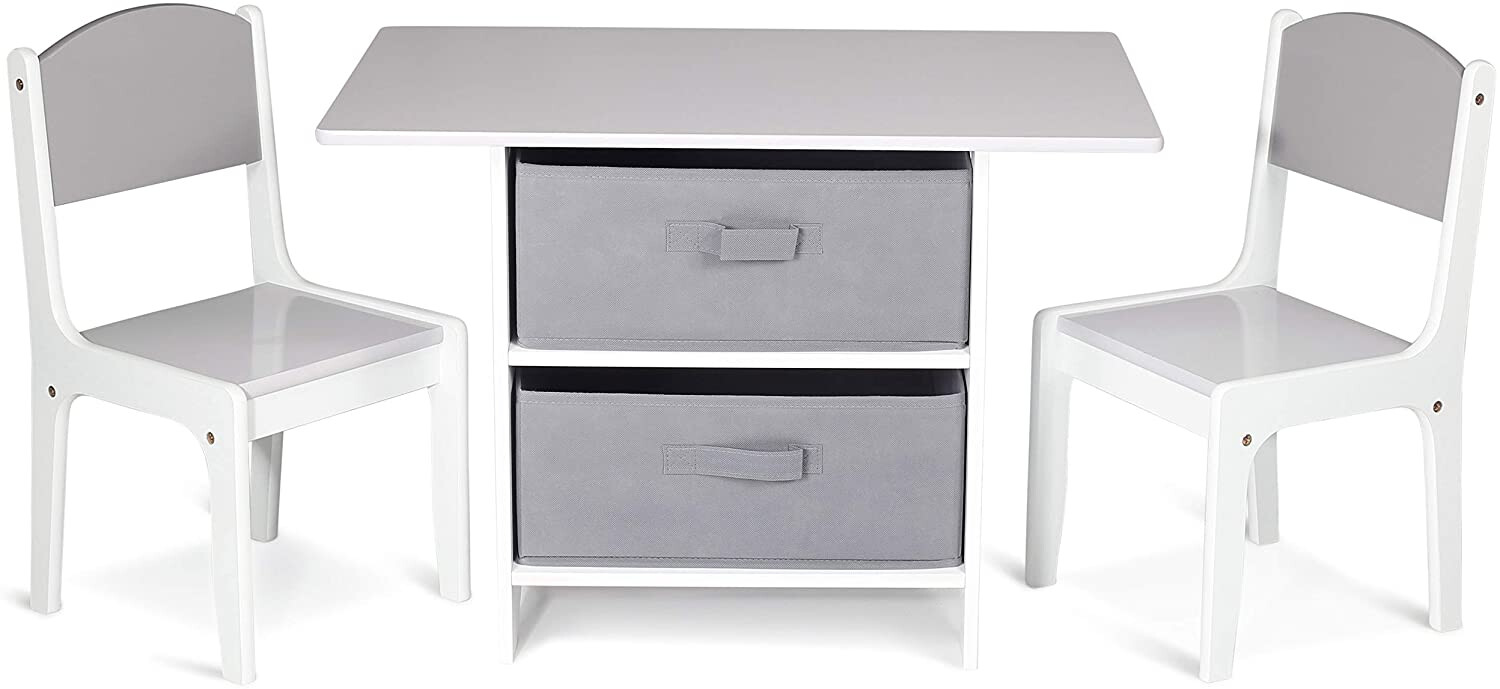 kids table and storage