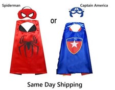 3-10 yr boys Superhero Capes Kids dress up Costumes Spiderman Captain America