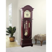 Antique Grandfather Clock Traditional Longcase Solid Wood Glass Door Gold Finish Antique Grandfather Clock Traditional Longcase Solid Wood Glass Door Gold Finish
