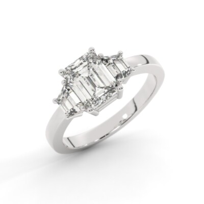 Diamond Engagement Ring VVS1 D Emerald Cut 2.50 Ctw Lab Created IGI Sparkling