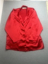 Vintage Victoria  s Secret Gold Label Red Satin Button Up Top Small