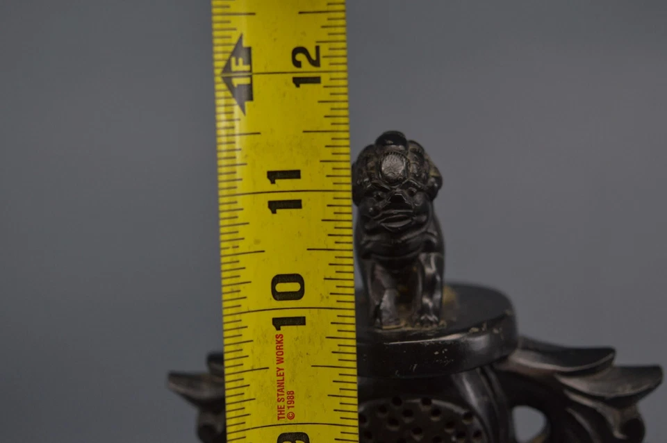 Quemador de incienso vintage, chino, resina tallada, 11,5 pulgadas de alto Foto 2 de 4