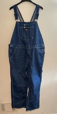 Mens Craftsman Denim Bib Overalls Workwear Carpenter Size 42 x 30 Blue Work Farm
