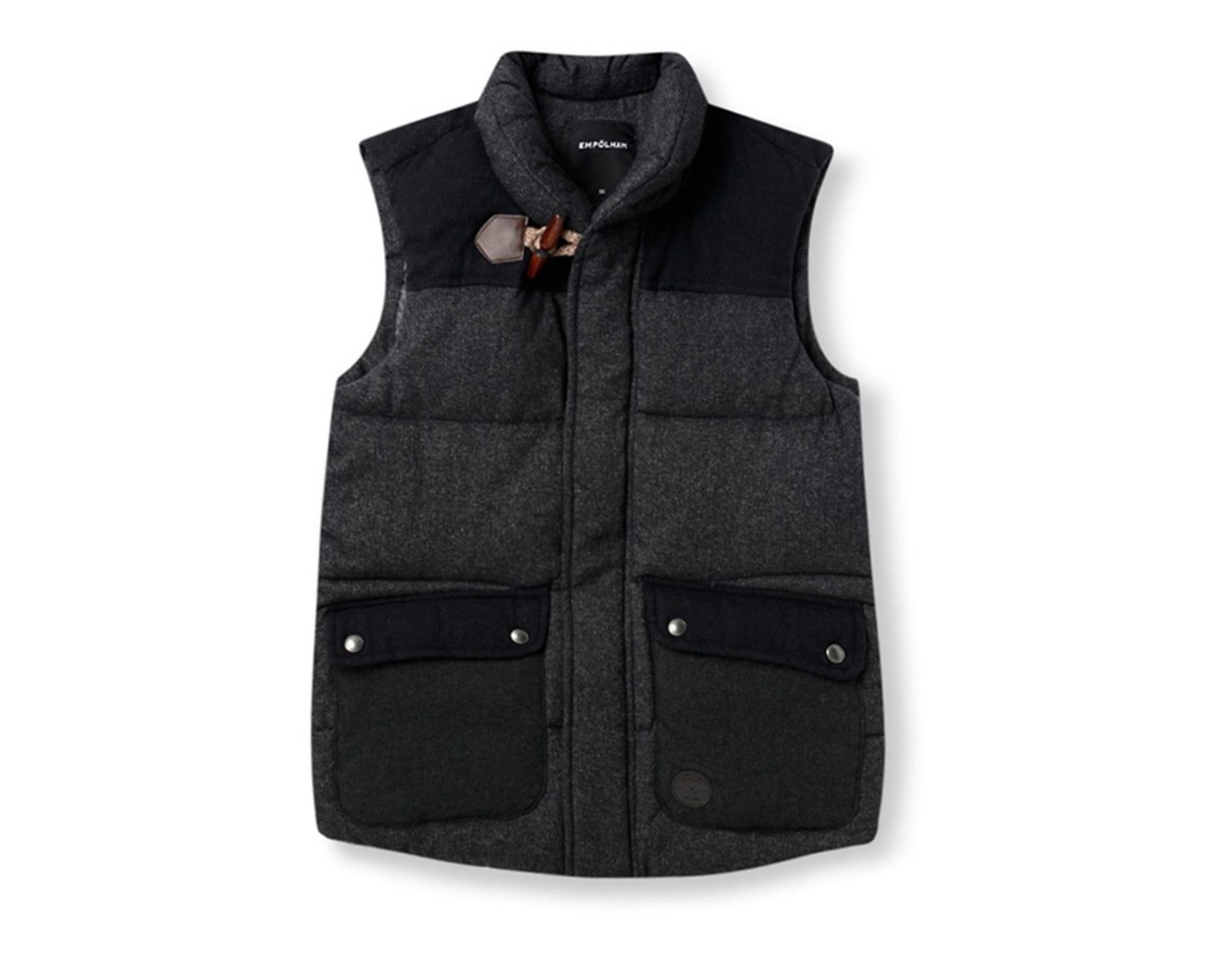 Em Polham Mens Casual Duffle Button Detailed Zip Up Puffer Vest Slim Size S NWT Em Polham Mens Casual Duffle Button Detailed Zip Up Puffer Vest Slim Size S NWT