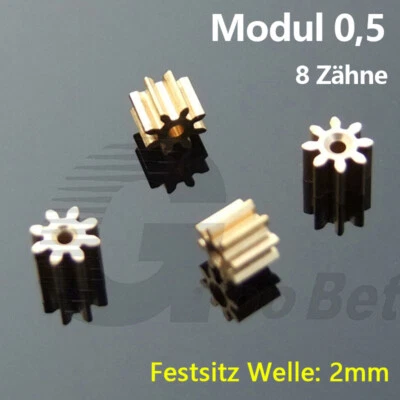 Zahnrad Modul 0,5 Stirnrad 8 Zähne Metall Messing 2mm Motor Hauptwelle RC Modell - Bild 1 von 4