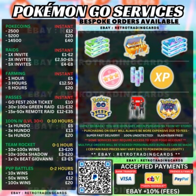POKEMON GO SERVICES - MULTIPLE AVAILABLE *TRUSTED SELLER*