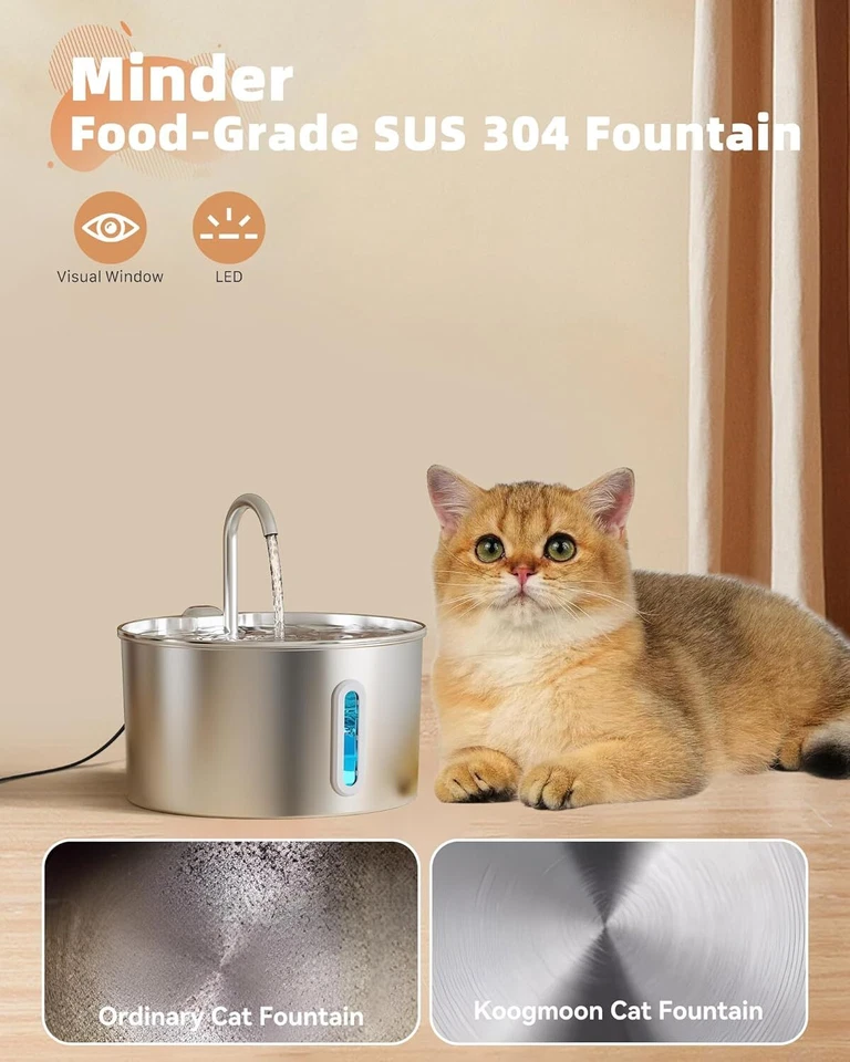 Cat Water Fountain Stainless Steel: Cat Fountain for Drinking - Automatic Pet Wa - Image 3 of 4