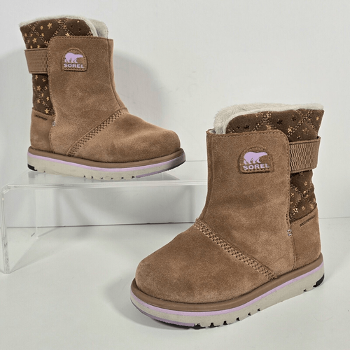 Sorel Rylee Suede Elk Brown Girls Boot Size 12 Faux Fur Lined