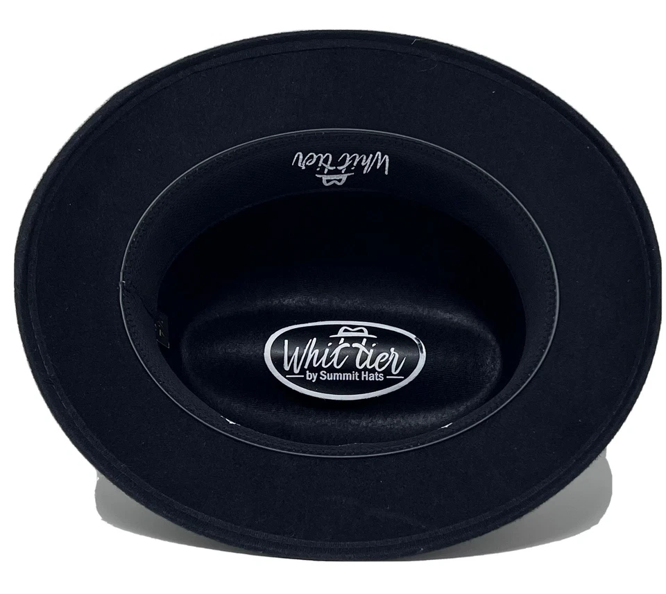 Sombrero de fieltro Whittier Lowrider Fedora para hombre negro con pluma combinada blanca y negra Foto 3 de 3