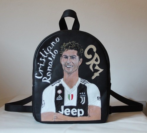 Zaino borsa Ronaldo CR7 JUVENTUS nero vera pelle artigianale fatto mano  italy | eBay