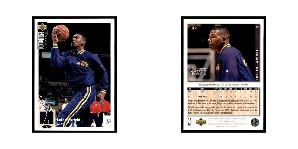 1994 Upper Deck Collectors Choice Luther Wright Basketball Cards #57 - Image 3 of 3