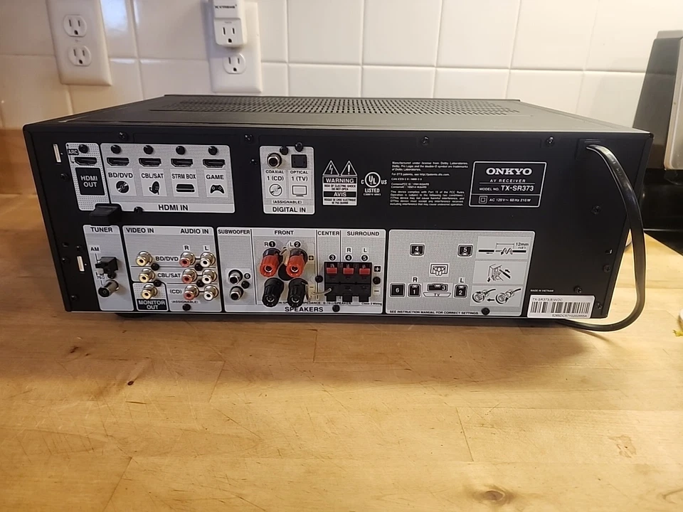 Onkyo TX-SR373 5.2 Channel A/V Home Theater Bluetooth Receiver Amplifier - Image 2 of 3