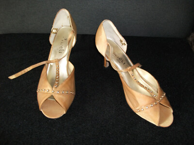 Tanzschuhe Damen 43,5 Sandalette 12W Turnier Gold Pumps Standart Latein Tango  