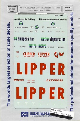Microscale Decals - # 87-347 - Vintage - Metro, Columbus & Greenville, Clipper