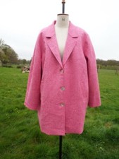 Raspberry Wool Herringbone Tweed Lined Aubery Coat Lily Ella Uk 26 Bnwt Rrp £250