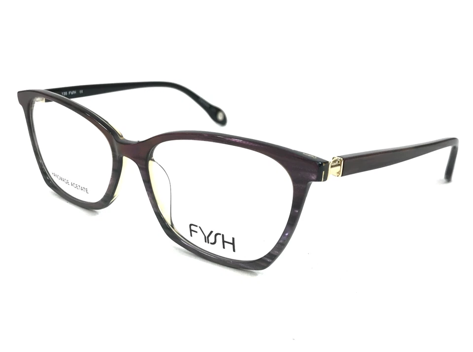 FYSH Eyeglasses Frames 3714 S402 Striped Brown Cat Eye Full Rim 54-16-135 - Image 4 of 4
