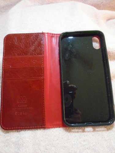 Red Leather Wallet Magnetic Cover Card Case For iPhone 12 11 PRO - Picture 2 of 4