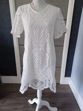 Ladies White Lace Effect Shift Dress By Apricot UK 8 VGC