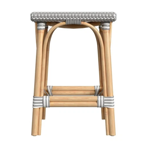 Butler Specialty Company Riviera Square 24"H  Rattan Counter Stool - Gray/White - Picture 4 of 7