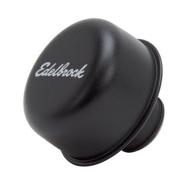 Edelbrock Crankcase Breather Cap 4403; Signature Series Round Black Steel
