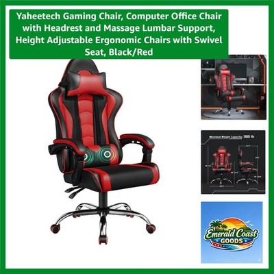 Comfort-Driven Swivel Gaming Chair with Massage Support - Perfect for Long Hours