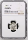 1942 D 10C NGC MS64 FB Mercury Dime