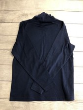 Turtleneck Shirt Womens Small Navy Blue Long Sleeve Cotton Blend Layering Top