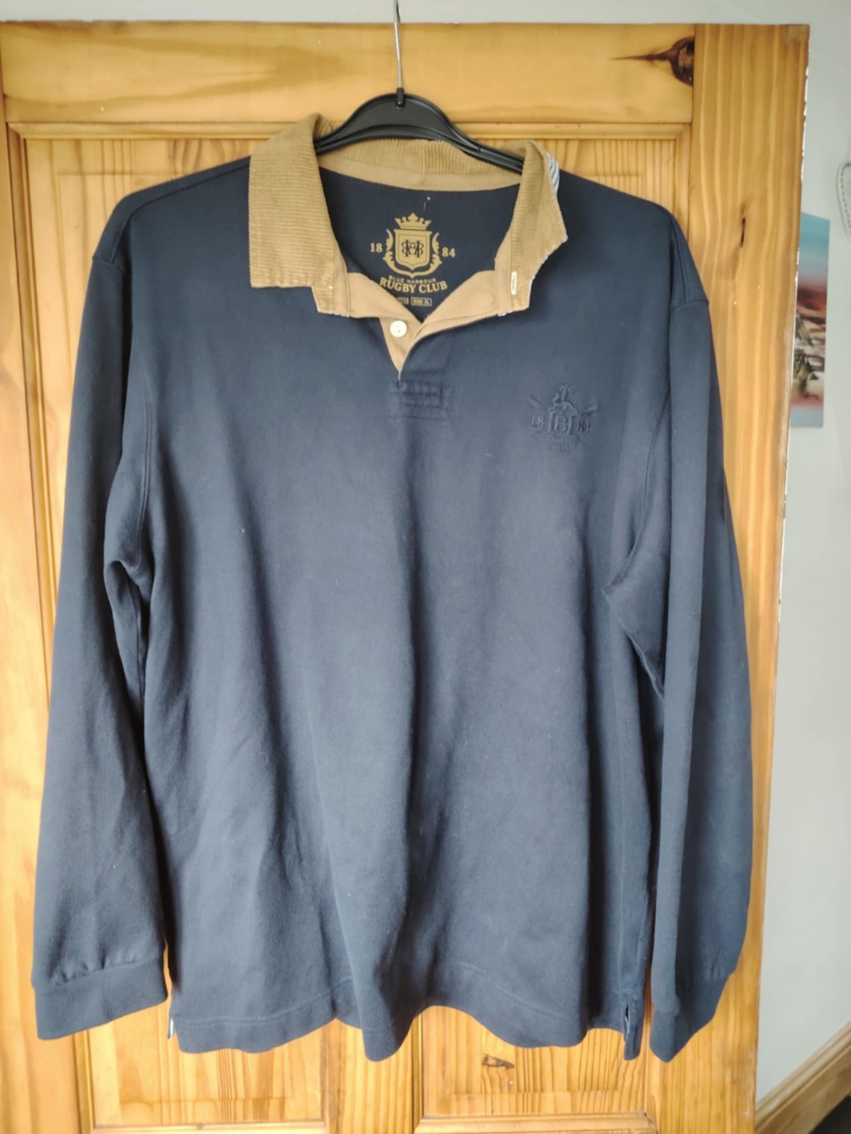 FILA Maglia Rugby Blu Porto Canottaggio Club Taglia XL Logo Ricamato Collo Corda