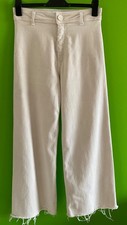 ZARA women's cream raw edge high waisted the marine straight jeans UK size 10