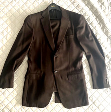 Great VALENTINO Garavani 2 Button Flat Front Slim Suit 40 Long Brown / Black
