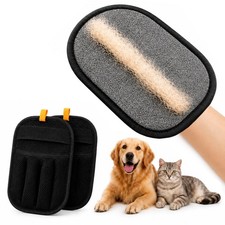 Netcken Pet Hair Remover Glove 2-Pack for Couch, Carpet, Bed, Large, Black