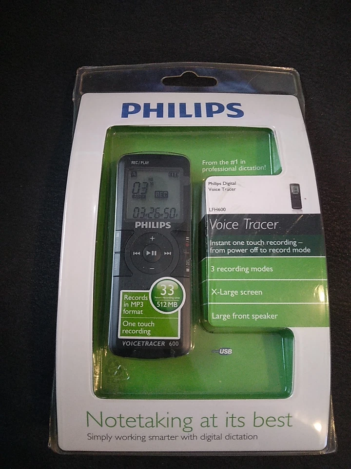 Philips Digital Voice Tracer LFH600 Recorder 512MB New Sealed Package - Image 3 of 3