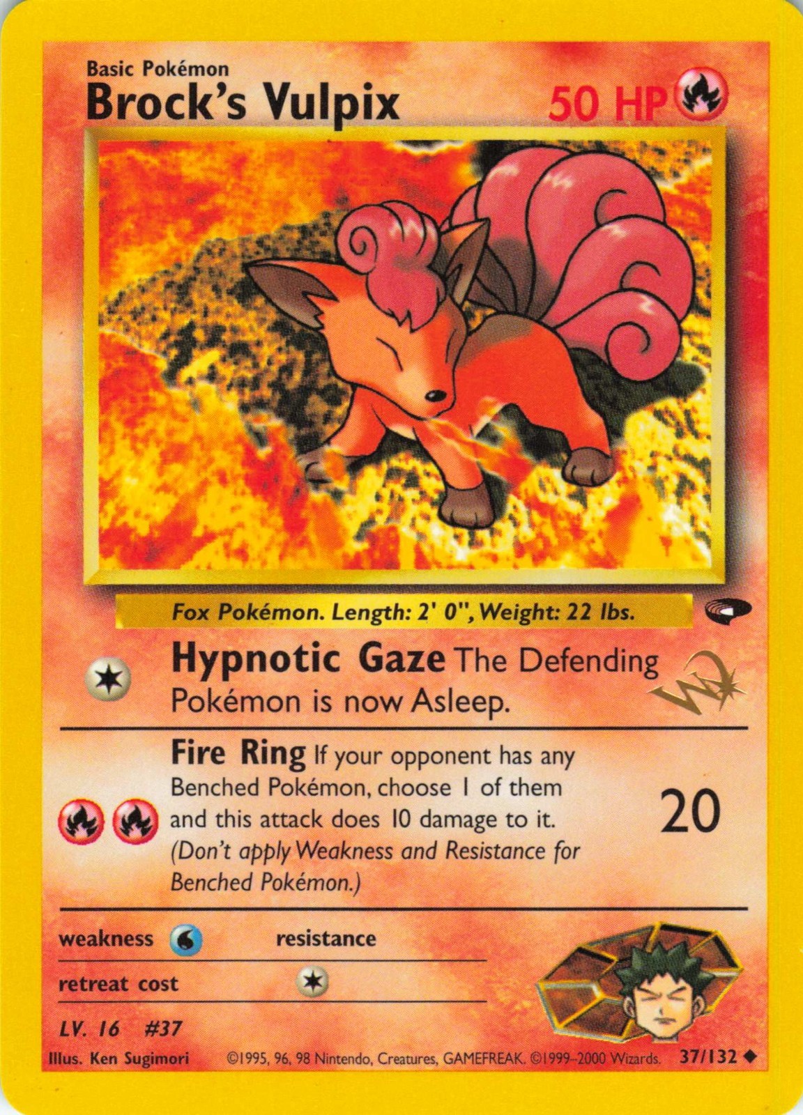 Brock's Vulpix - W Stamped - 37/132 Gym Challenge - Pokémon TCG - 2000