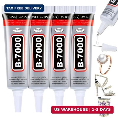 B7000 Glue Clear for Rhinestones, 4pcs 15mL Strong Adhesive B-7000 Jewelry Bead
