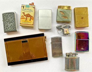 Lot Vintage & Modern Cigarette Lighters Pistol Camel Ronson Dureum Case