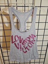 Canotta donna nuova con etichetta Victoria's Secret "Love Victoria" grigio medio