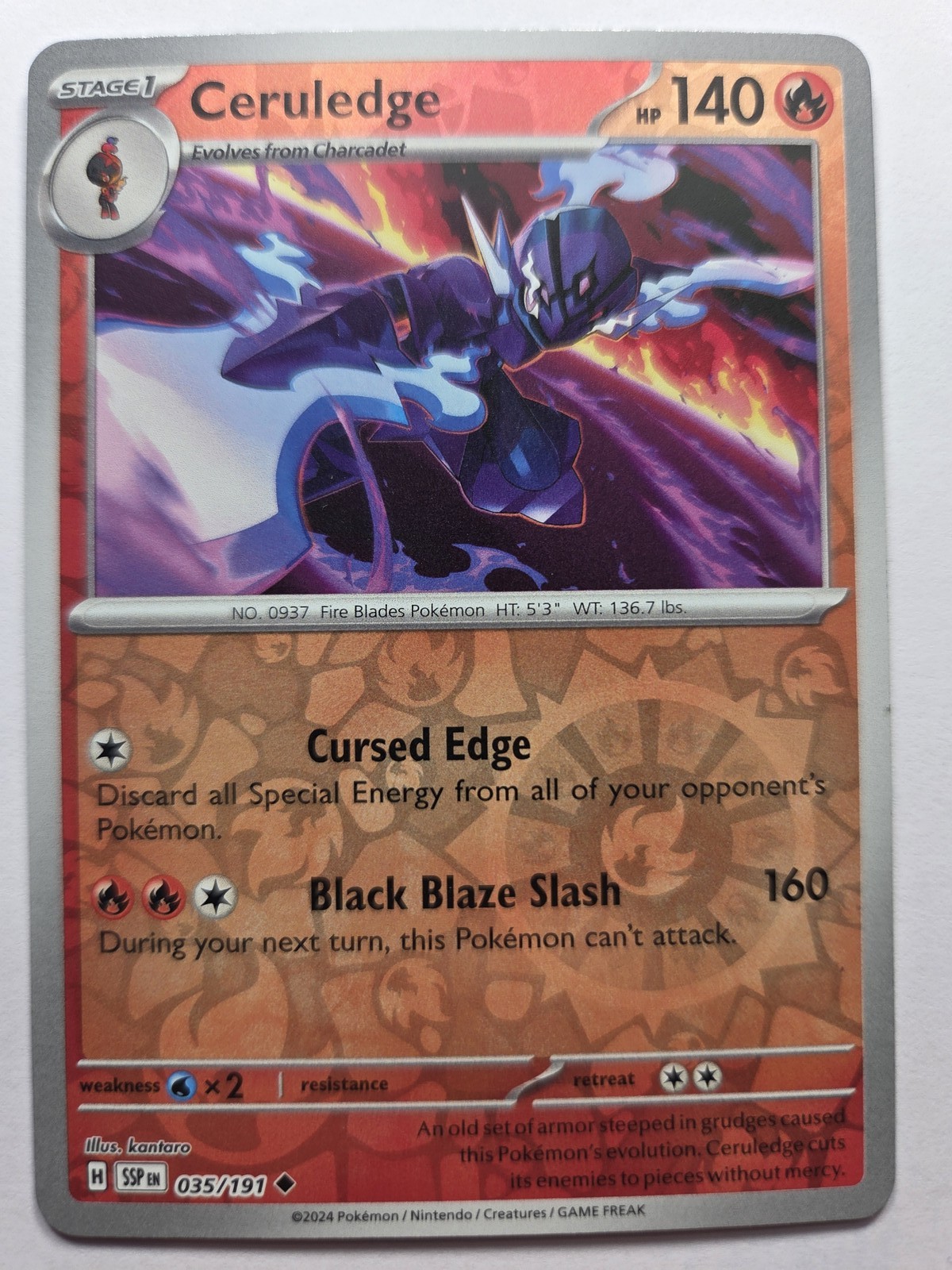 Ceruledge - 035/191 Uncommon Reverse Holo SSP SV08: Surging Sparks NM Pokemon Tc