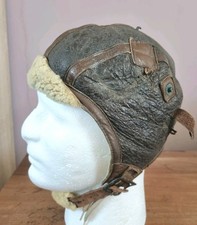 ORIGINAL WW2 US ARMY AIR CORPS B-6 LEATHER SHEEPSKIN FLYING HELMET