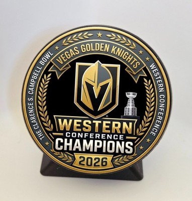 Vegas Golden Knights 2026 Western Conference Championship Hockey Puck With Stand