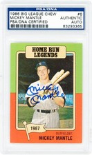 Mickey Mantle Yankees Signed 1986 Big League Chew Home Run Legends #6 PSA Card
