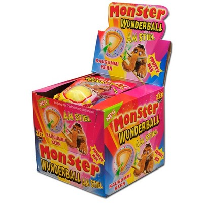 (14,31 /1kg) Monster Wunderball am Stiel, Lutscher Bonbon 16 Stück