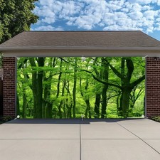 Lush Forest Nature Garage Door Cover Door Banner Holiday Backdrop