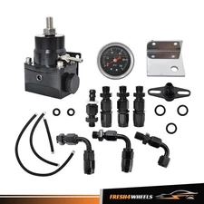 Adjustable Fuel Pressure Regulator Kit 100psi Guage AN6 Fitting Black Universal