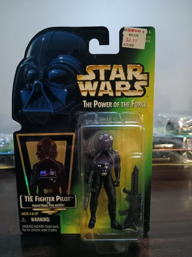 Star Wars The Power of the Force TIE Fighter Pilot 1997 Kenner Green Card Holo