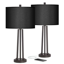 Susan Industrial Table Lamps 25 1/2" High Set of 2 Dark Bronze USB Port Bedroom