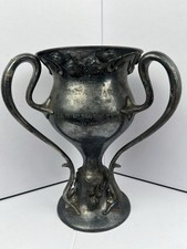 Antique 1908 Art Nouveau Silver Plate Trophy Cup Military Award