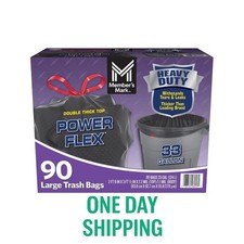 Member's Mark 33-Gallon Power Flex Drawstring Trash Bags 90 Ct.