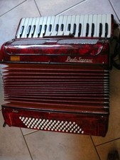 Superbe rare ancien Accordéon Paolo Soprani piano rouge italie dans sa boîte