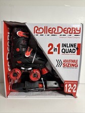Roller Derby Black/Red Kids' Adjustable Size Inline-Quad Combo Skates 12-2