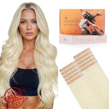 DOORES Tape in Hair Extensions 16" Platinum Blonde Remy